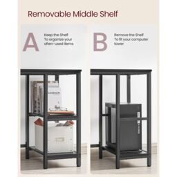 VASAGLE L-Shaped Corner Gaming Desk with 2 Storage Shelves Space Saving in Black - thumbnail 4