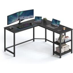 VASAGLE L-Shaped Corner Gaming Desk with 2 Storage Shelves Space Saving in Black - thumbnail 8