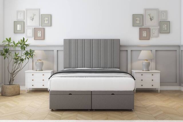 "Comfort Beds Lorenzo Dumfries Ottoman Bed Base-54"" Floor Standing Headboard in Light Grey - Size: King" - image 1