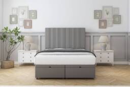 "Comfort Beds Lorenzo Dumfries Ottoman Bed Base-54"" Floor Standing Headboard in Light Grey - Size: King"