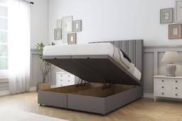 "Comfort Beds Lorenzo Dumfries Ottoman Bed Base-54"" Floor Standing Headboard in Light Grey - Size: King" - thumbnail 2