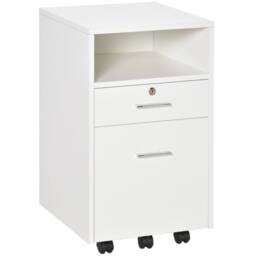 STILVORA White Filing Cabinet with 2 Drawers & Wheels - thumbnail 4