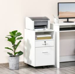 STILVORA White Filing Cabinet with 2 Drawers & Wheels - thumbnail 2