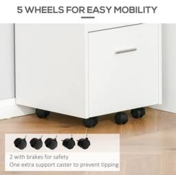 STILVORA White Filing Cabinet with 2 Drawers & Wheels - thumbnail 6