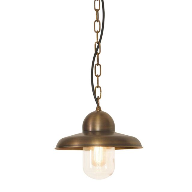 Loops Outdoor IP44 1 Bulb Ceiling Chain Lantern Aged Brass LED E27 100W in Metallics