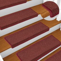 Berkfield Home Carpet Stair Treads 15 pcs 65x21x4 cm Matte Red - Size: Medium - thumbnail 1