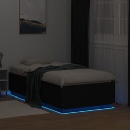 Berkfield Home Bed Frame with LED without Mattress Black 90x190 cm Single - thumbnail 4