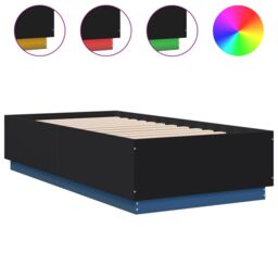 Berkfield Home Bed Frame with LED without Mattress Black 90x190 cm Single - thumbnail 2