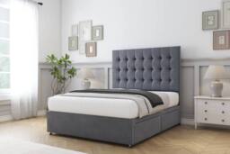 "Comfort Beds Savannah Plush Divan Base No Drawers - 26"" Headboard in Dark Grey - Size: King" - thumbnail 2
