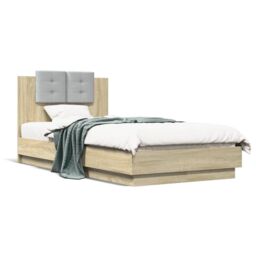 Berkfield Home Bed Frame without Mattress Sonoma Oak 90x190 cm Single in Brown - thumbnail 2