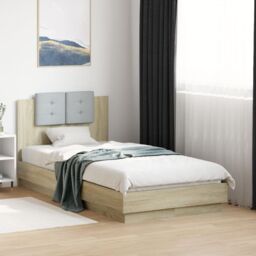 Berkfield Home Bed Frame without Mattress Sonoma Oak 90x190 cm Single in Brown - thumbnail 1