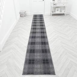 runrug Carpet Runner Rug - Indoor/Outdoor, Reversible, 2mm - 'Plaid' in Black - Size: 60 cm x 390 cm - thumbnail 5