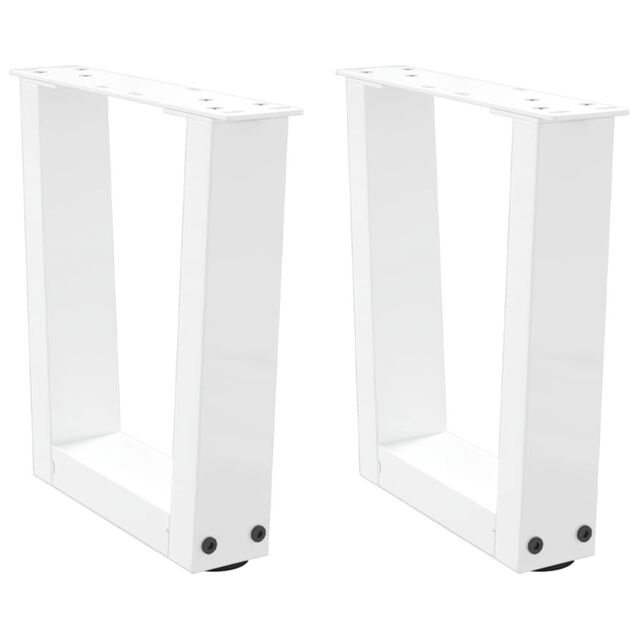 Berkfield Home Dining Table Legs V-Shape 2 pcs White 40x(30-31.3) cm Steel - image 1