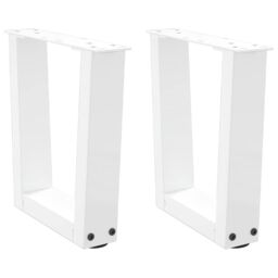 Berkfield Home Dining Table Legs V-Shape 2 pcs White 40x(30-31.3) cm Steel - thumbnail 1