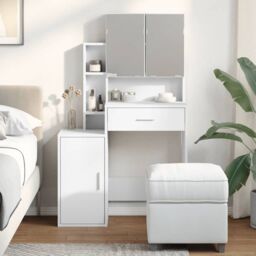 Berkfield Home Dressing Table with Cabinet White 80x35x132 cm - Size: 80 x 35 x 132 cm