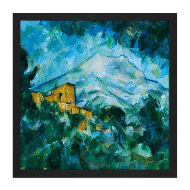 "Artery8 Wall Art Print Paul Cezanne Mont Sainte Victoire & Chateau Noir Square Framed Picture 16X16 Inch in Black - Size: W16"" x H16""" - image 1