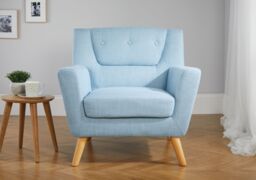 Birlea Blue Fabric Armchair Lambeth Duck Egg Easy Chair Scandinavian Retro in Duck Egg Blue - thumbnail 2