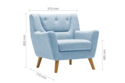 Birlea Blue Fabric Armchair Lambeth Duck Egg Easy Chair Scandinavian Retro in Duck Egg Blue - thumbnail 6