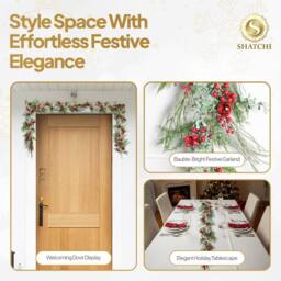 Shatchi Cypress Pine Garland - 180CM PE Christmas Wreath for Styling in Green - Size: 180 cm - thumbnail 8