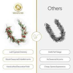 Shatchi Cypress Pine Garland - 180CM PE Christmas Wreath for Styling in Green - Size: 180 cm - thumbnail 9
