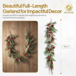 Shatchi Cypress Pine Garland - 180CM PE Christmas Wreath for Styling in Green - Size: 180 cm - thumbnail 7