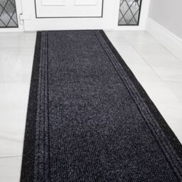 Kukoon 3ft - 39ft Long Dark Grey Hallway Runner Rug Stair Carpet Mat - Size: 66 cm x 91 cm - thumbnail 2