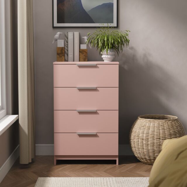 Ready Assembled 2 U Dover 4 Drawer Midi Chest (Ready Assembled) in Dusty Pink - image 1