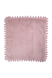 Living and Home Polyester Cushion Cover with Pom-Pom Trim in Pink - thumbnail 9