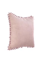 Living and Home Polyester Cushion Cover with Pom-Pom Trim in Pink - thumbnail 6
