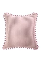 Living and Home Polyester Cushion Cover with Pom-Pom Trim in Pink - thumbnail 5