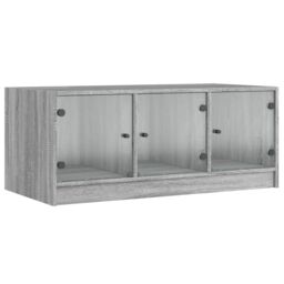 Berkfield Home Coffee Table with Glass Doors Grey Sonoma 102x50x42 cm - Size: 102 x 50 x 42 cm - thumbnail 2