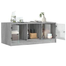 Berkfield Home Coffee Table with Glass Doors Grey Sonoma 102x50x42 cm - Size: 102 x 50 x 42 cm - thumbnail 5