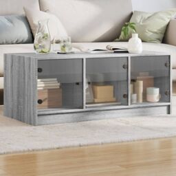Berkfield Home Coffee Table with Glass Doors Grey Sonoma 102x50x42 cm - Size: 102 x 50 x 42 cm - thumbnail 1