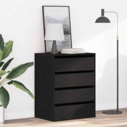 Berkfield Home Chest of Drawers Black Oak 60x41x76 cm Engineered Wood - Size: 60 x 41 x 76 cm - thumbnail 2