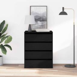 Berkfield Home Chest of Drawers Black Oak 60x41x76 cm Engineered Wood - Size: 60 x 41 x 76 cm - thumbnail 4