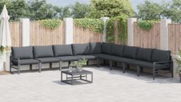 Berkfield Home Garden Sofa Set 10 pcs Anthracite Steel - thumbnail 6