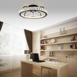 Garwarm Dimmable Crystal Ceiling Fan with LED Light & Remote Control & APP in Black - thumbnail 2