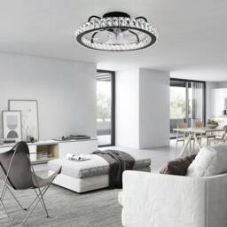 Garwarm Dimmable Crystal Ceiling Fan with LED Light & Remote Control & APP in Black - thumbnail 3