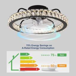 Garwarm Dimmable Crystal Ceiling Fan with LED Light & Remote Control & APP in Black - thumbnail 8