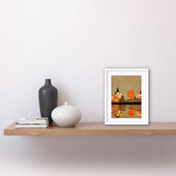 "Artery8 Wall Art Print Gustav Klimt Style Autumn Lakeside Town Church Reflection Artwork Framed 9X7 Inch in White - Size: W7"" x H9""" - thumbnail 2