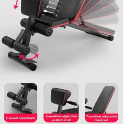 VOGREX Foldable Weight Bench Adjustable Strength Training in Black - thumbnail 3