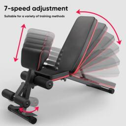 VOGREX Foldable Weight Bench Adjustable Strength Training in Black - thumbnail 2