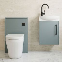 Balterley Cloakroom Suite Right Hand Vanity WC Toilet Tap Set 440mm - Grey Black in Brown - thumbnail 8