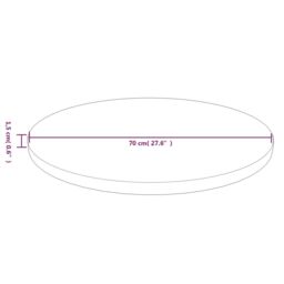 Berkfield Home Round Table Top Light Brown Ã˜70x1.5 cm Treated Solid Wood Oak - Size: 70x1.5 cm - thumbnail 4