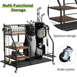 FLAVORA Mobile Golf Bag Storage Rack Holder in Black - Size: 10000mm x 520mm - thumbnail 6