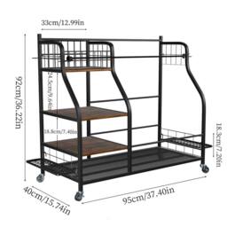 FLAVORA Mobile Golf Bag Storage Rack Holder in Black - Size: 10000mm x 520mm - thumbnail 2