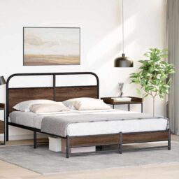Berkfield Home Bed Frame without Mattress 150x200 cm Brown Oak Engineered Wood - thumbnail 4