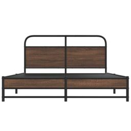 Berkfield Home Bed Frame without Mattress 150x200 cm Brown Oak Engineered Wood - thumbnail 5