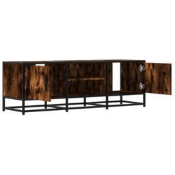 Berkfield Home TV Cabinet Smoked Oak 120x35x41 cm Engineered Wood & Metal in Brown - Size: 120 x 35 x 41 cm - thumbnail 7