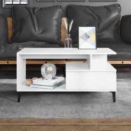 Berkfield Home Coffee Table White 90x49x45 cm Engineered Wood - Size: 90 x 49 x 45 cm - thumbnail 1
